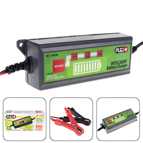 Зарядний пристрій для акумулятора PULSO 12 V 4.0 A 1.2-120AHR LCD Імпульсний, фото 1