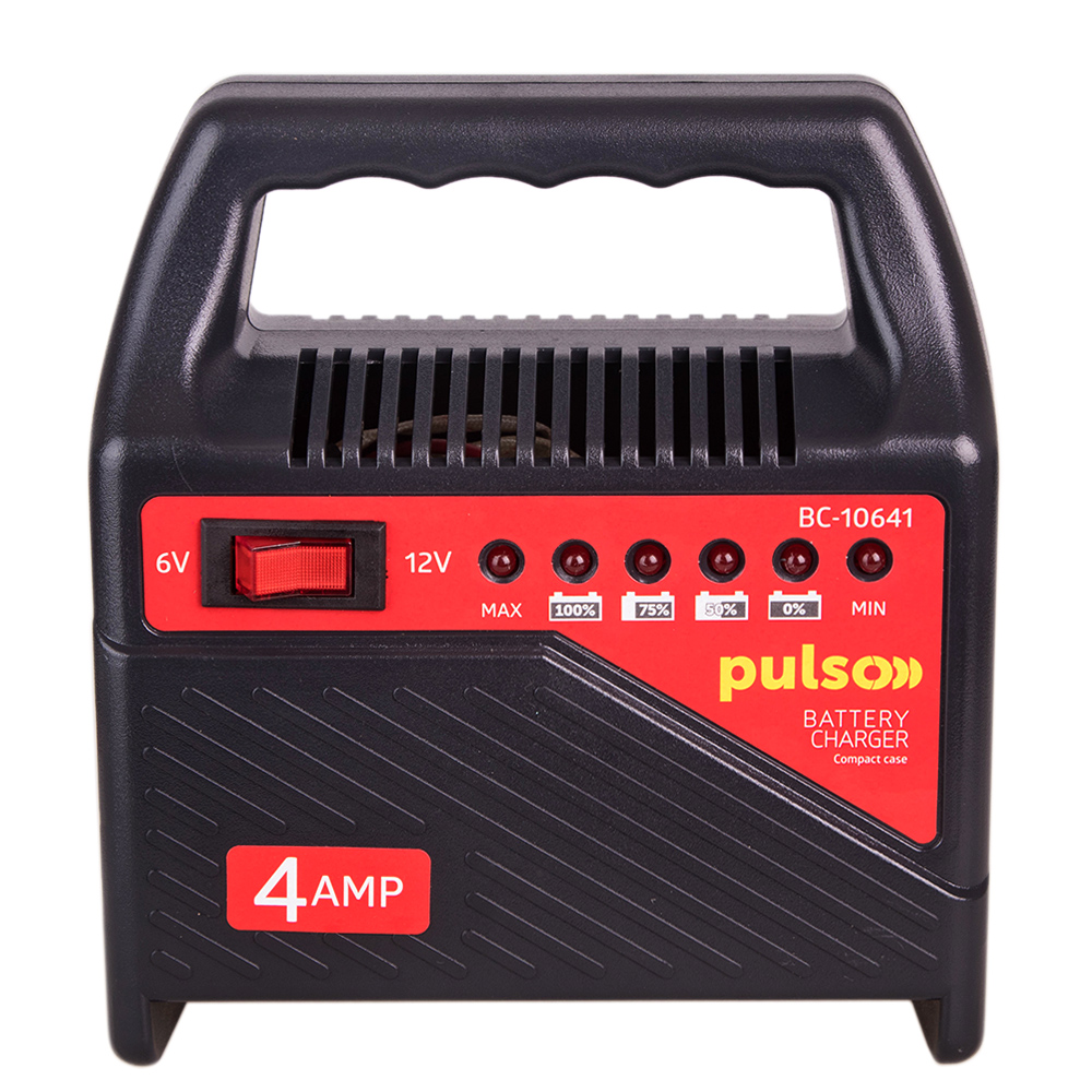 Зарядний пристрій Pulso для автомобільного акумулятора 6 і 12 V 4 A 10-60 AHR світлодіодн.індик.