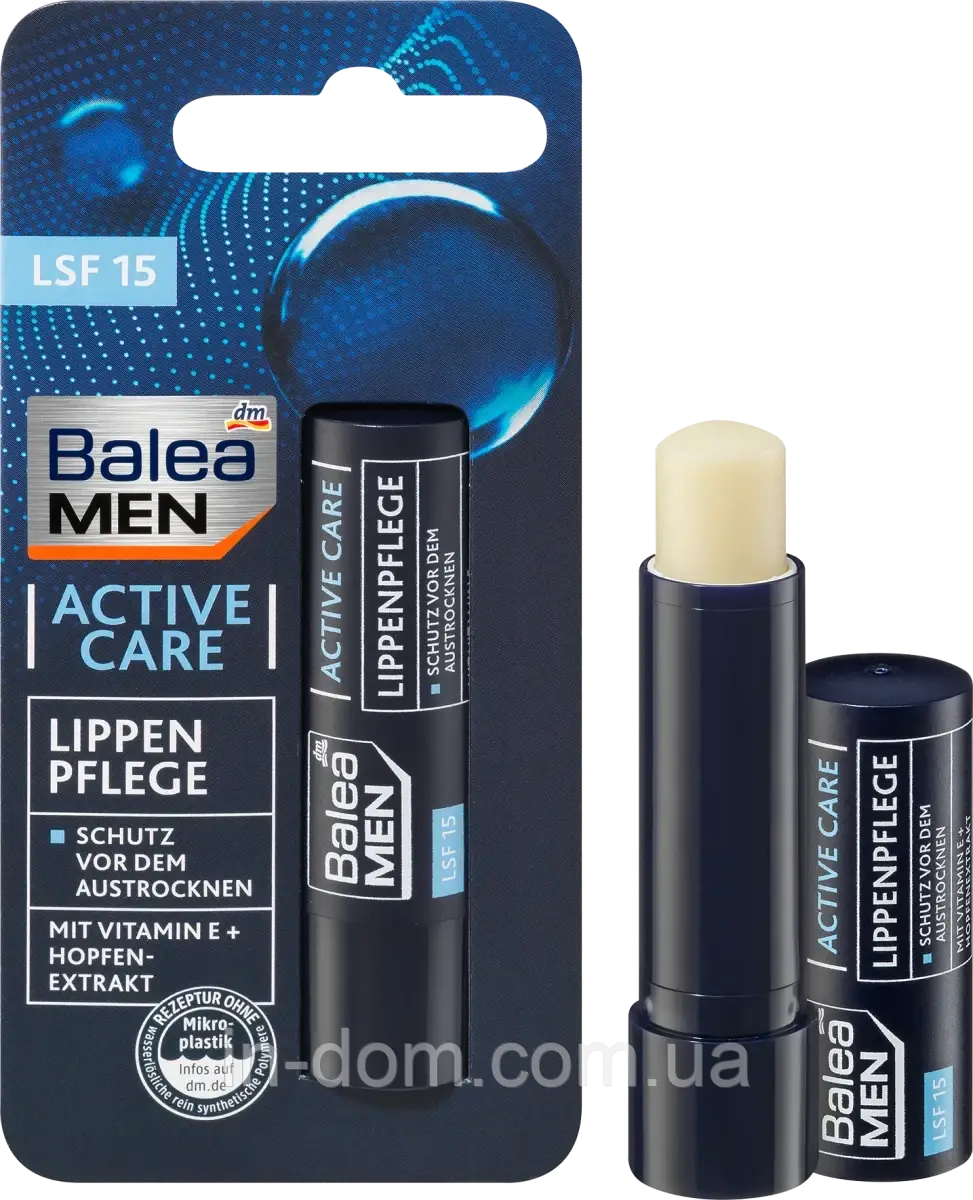 Balea MED Lippenpflege Ultra Sensitive Чоловічий бальзам для губ з вітаміном Е та SPF 15 4,8 г