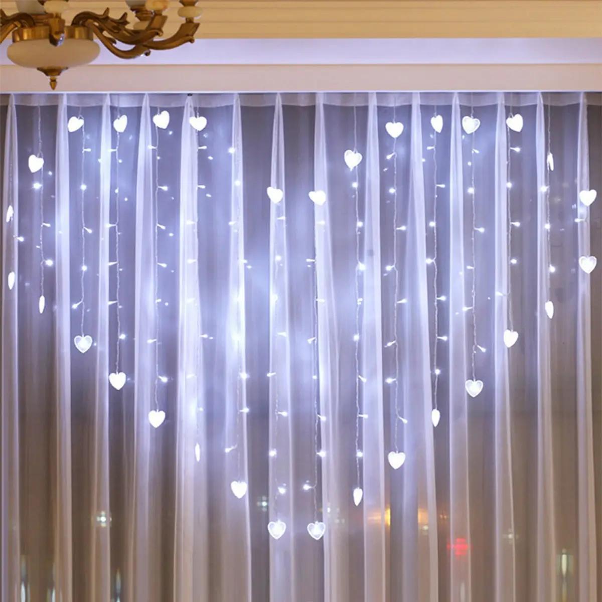 Світлодіодна гірлянда штора "сердечка" LED 3 м завіса з фігурками серця, фото 1