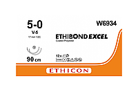 Хирургическая нить Ethicon Этибонд Эксель (Ethibond Excel) 5/0, длина 90 см, 2 кол-реж. иглы 17 мм, W6934