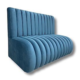 Диван для кафе, бару, кав'ярні MeBelle PUMP-2 1,2 м з утяжками, опт, роздріб, блакитний синій зносостійкий велюр
