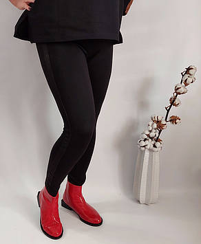 Лосини легінси великих розмірів, чорні жіночі, турецький трикотаж зі вставками 003