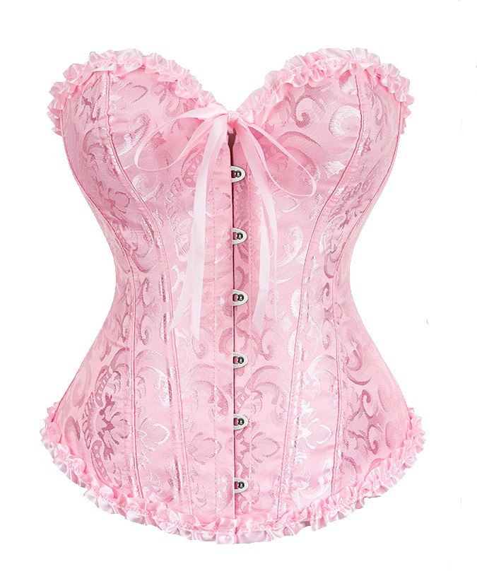 Корсет рожевий на шнурівці, корсет жіночий жакардовий, фото 1