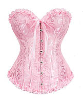 Корсет рожевий на шнурівці, корсет жіночий жакардовий