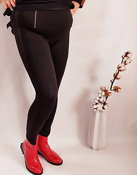 Лосини легінси великих розмірів, чорні жіночі, турецький трикотаж зі вставками 4XL