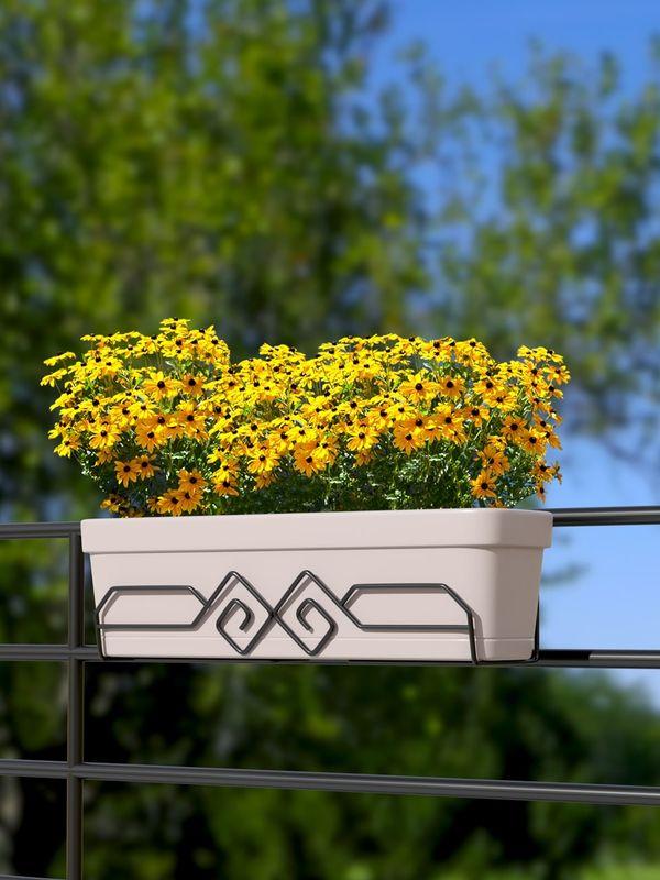 Підставка балконна для квітів і вазонів чорна металева BST