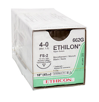 Хірургічна нитка Ethicon Етилон (Ethilon) 4/0, довжина 45 см, обр-реж. голка 19 мм, 662G (W319)