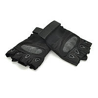 Тактичні рукавички з пластиком, безпалі, Black
