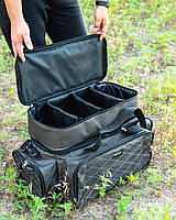 Вместительная и функциональная сумка для рыбалки с чехлом для 4х катушек (Fisher)