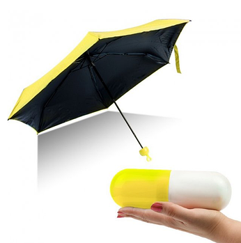 Міні парасолька кишенькова в капсулі Capsule Umbrella Жовта (KG-5638)