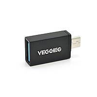 Перехідник VEGGIEG V-OT01 USB2.0(AF) OTG => microUSB(M), Black, Пакет