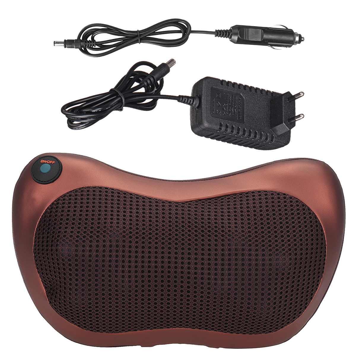 Масажна подушка для шиї та спини Massage Pillow від мережі 12 і 220 В з підігрівом (90497), фото 1