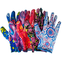 Перчатки рабочие женские разноцветные (прорезиненные)