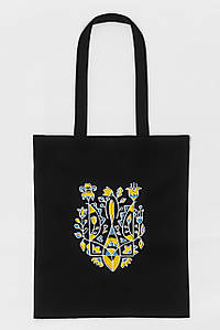 Еко-сумка "Тризуб квітковий" чорна