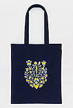 Еко-сумка для покупок в українському стилі "Тризуб квітковий" синя, фото 5