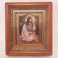 Икона Плач Иисуса Христа об абортах, лик 10х12 см, в коричневом деревянном киоте