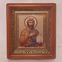 Икона Ярослав Мудрый святой Благоверный Князь, лик 10х12 см, в коричневом деревянном киоте