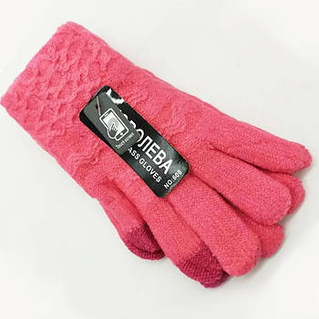 Сенсорні рукавички дитячі Touchs Gloves/Зимові рукавички для дітей на 6-9 років/ Теплі дитячі рукавички Рожевий