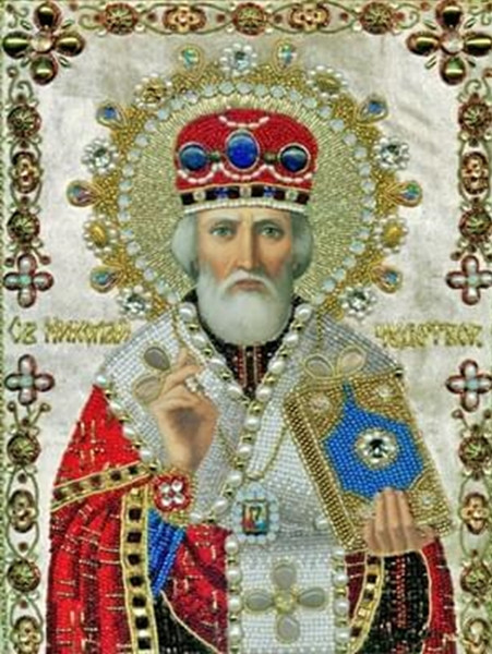 Картина стразами Діамантові ручки Микола Чудотворець (У) (GU_189490) 30 х 40 см (На підрамнику)