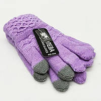 Сенсорные перчатки детские Touchs Gloves / Зимние перчатки для детей на 6-9 лет / Теплые детские перчатки Фиолетовый