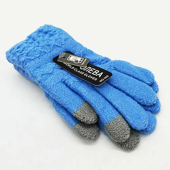 Сенсорні рукавички дитячі Touchs Gloves/Зимові рукавички для дітей на 6-9 років/ Теплі дитячі рукавички Блакитні