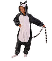 Теплое детское кигуруми пижама "Лемур" , махровый кигуруми - комбинезон для детей