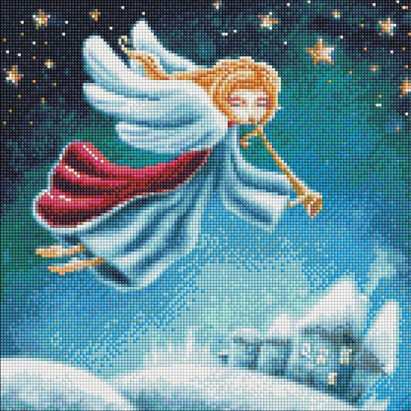 Картина стразами Ідейка Різдвяний ангел ©Elena Schweitzer (AMO7318) 40 х 40 см (На підрамнику)