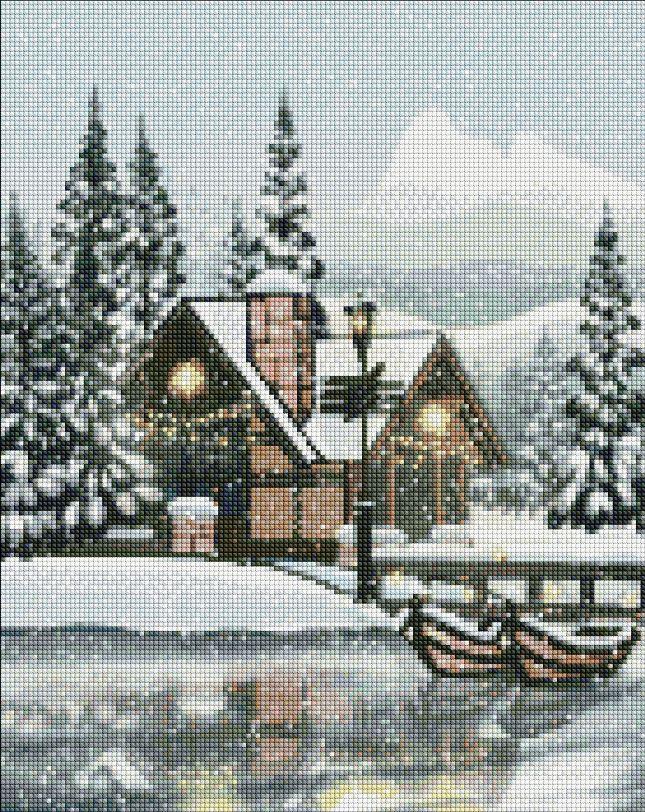 Картина стразами Ідейка Сніжна тиша ©akvamarinel_art (AMO7326) 40 х 50 см (На підрамнику)