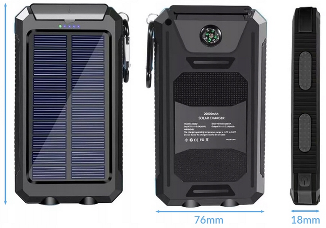 Защищенный повербанк с солнечной батареей PowerBank 20000 mAh 10 W Webski CPS20 компас, фонарик - фото 6 - id-p1710778213