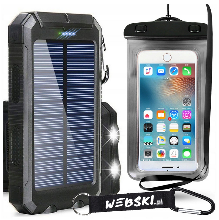 Защищенный повербанк с солнечной батареей PowerBank 20000 mAh 10 W Webski CPS20 компас, фонарик - фото 3 - id-p1710778213