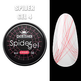 Кольорова павутинка Spider Gel Дизайнер для дизайну нігтів, 8 мл  Малиновий S4