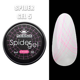 Кольорова павутинка Spider Gel Дизайнер для дизайну нігтів, 8 мл Рожевий S5