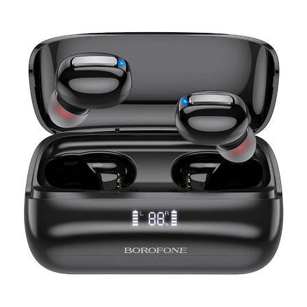 Навушники вакуумні безпровідні з мікрофоном Borofone BE55 Bluetooth в кейсі Чорний (BE55B), фото 1