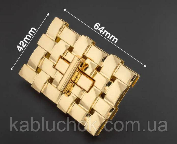 Замок для сумки 64*42 мм Золото, фото 1