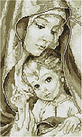 Алмазная мозаика ColorArt 30х50 Икона Богородица с Иисусом сепия TP900