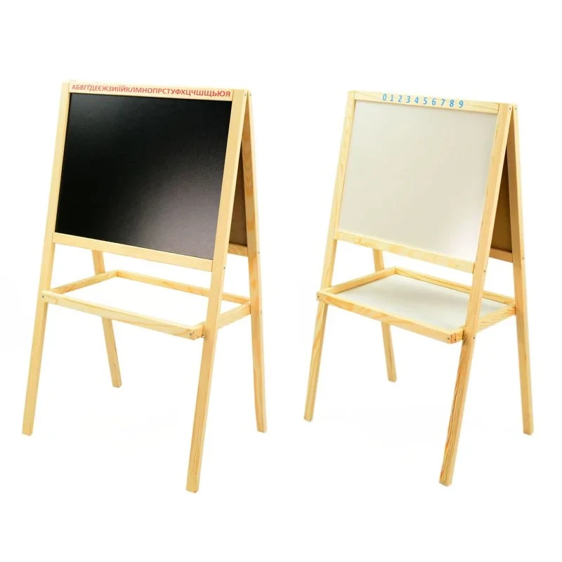 Мольберт магнітний - незабарвлений, пенал з полицею 040, матеріал/сосна, 55*40 см, фото 1