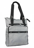 Жіноча сумка тканинна сіра з ручками на плече один відділ і кишені під документи формату А4 Dolly 482