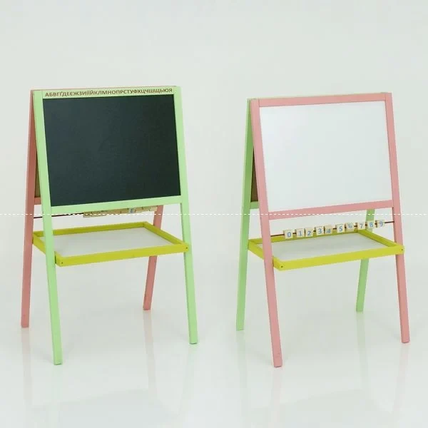 Мольберт магнітний "Мася" - КОЛЬОРОВИЙ з полицею, 140, 40*60 см, матеріал/сосна., фото 1