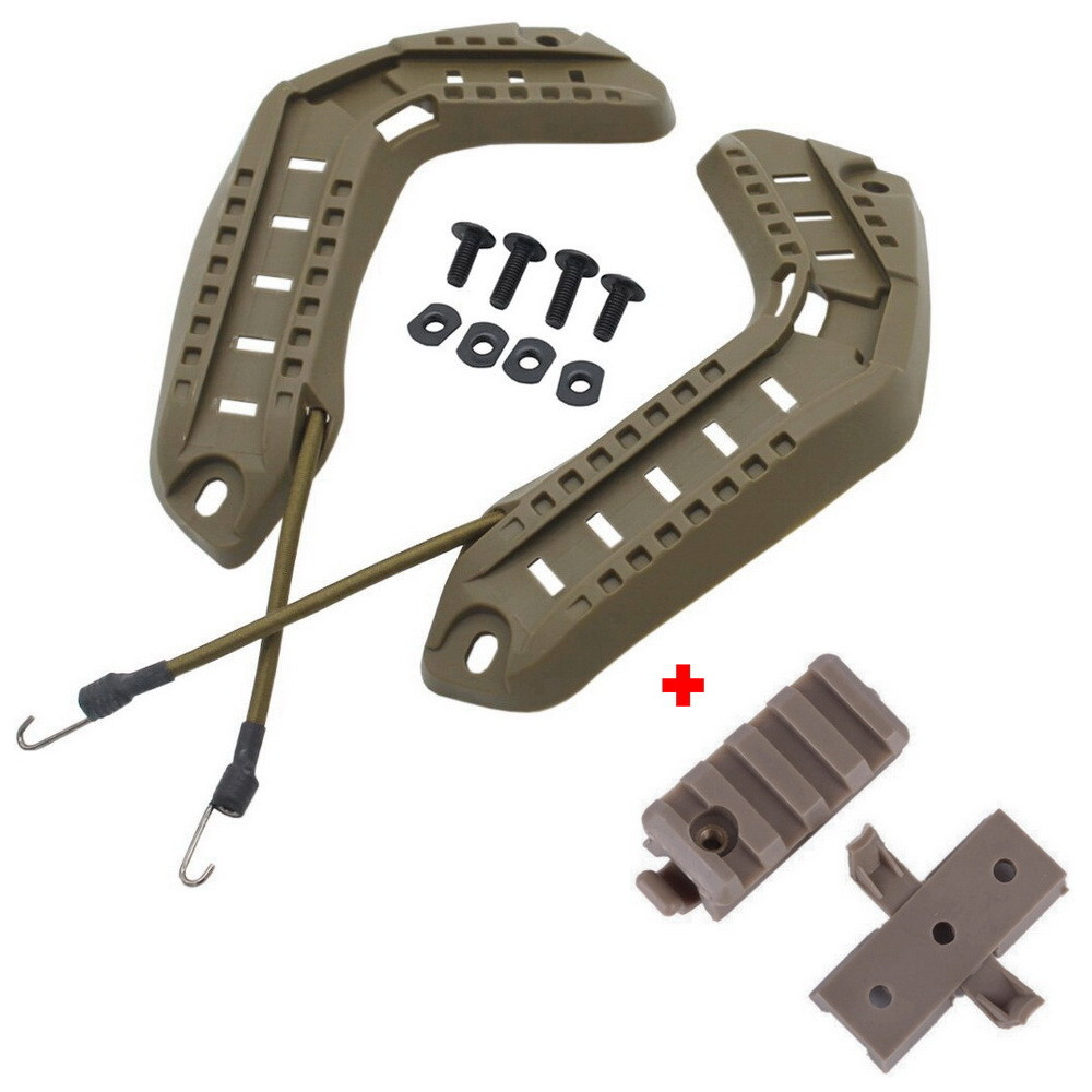 Рельси на шолом MICH ACH + планка Пікатінні + Wing-Loc, Койот, фото 1