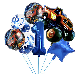 Набір куль на день народження Вспиш із цифрою синій