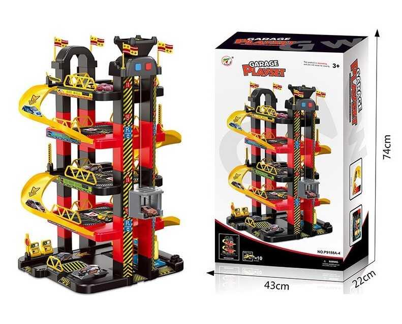 Гараж Р 9188 А-4, 10 машинок, 5 поверхів, ліфт автоматичний, на батарейках, фото 1