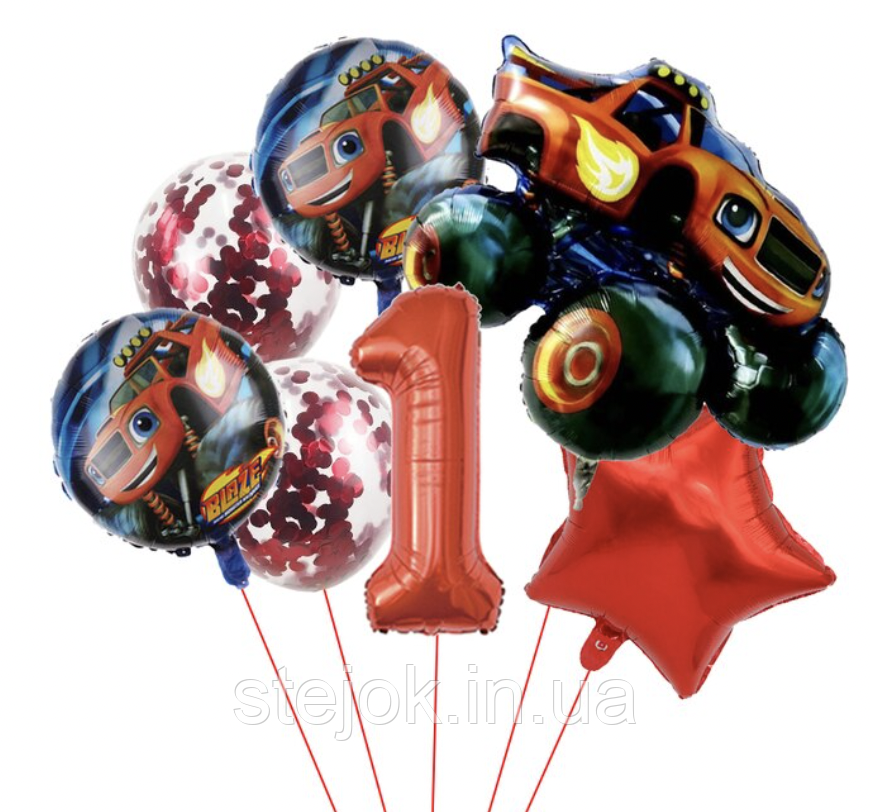 Набір куль на день народження Вспиш із цифрою червоний, фото 1