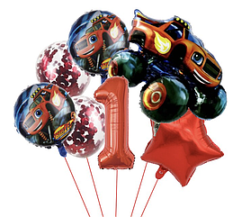 Набір куль на день народження Вспиш із цифрою червоний