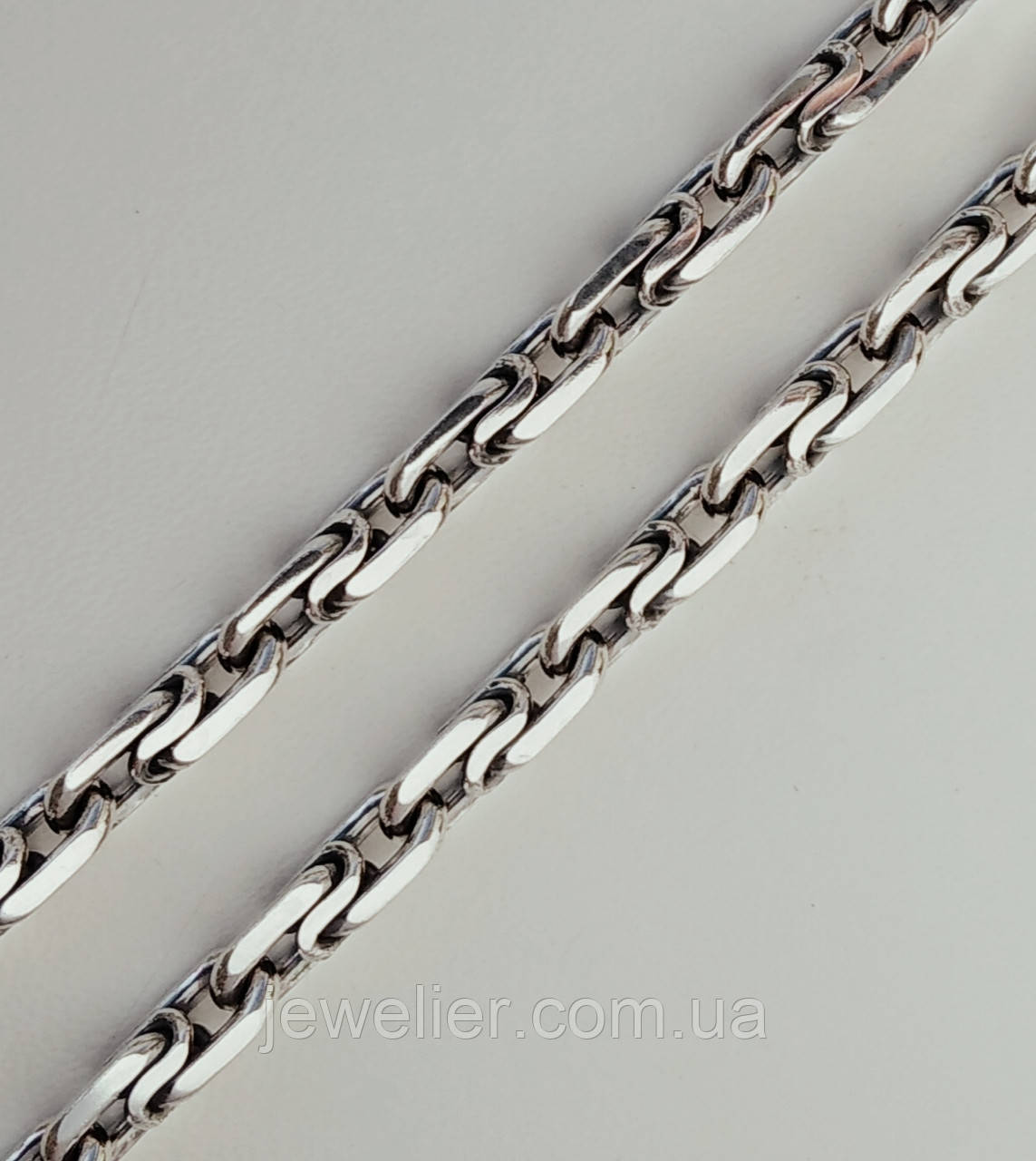 Ланцюжок срібний "Якір - антимосковський біт" чорнений гранений 55 см, 6 мм