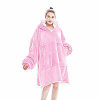 Двостороння толстовка (плед) — халат з капюшоном Huggle Hoodie Світло-рожева (4843)