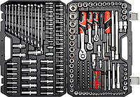 Набор торцевых головок YATO : квадрат 1/2", 3/8", 1/4" с инструментами, насадками и ключами 216 шт YT-38841