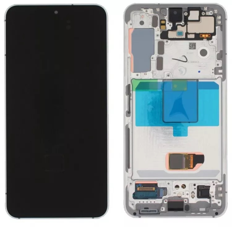 Дисплей для Samsung S901 Galaxy S22 з сенсорним склом в рамці (Білий) Сервісний оригінал