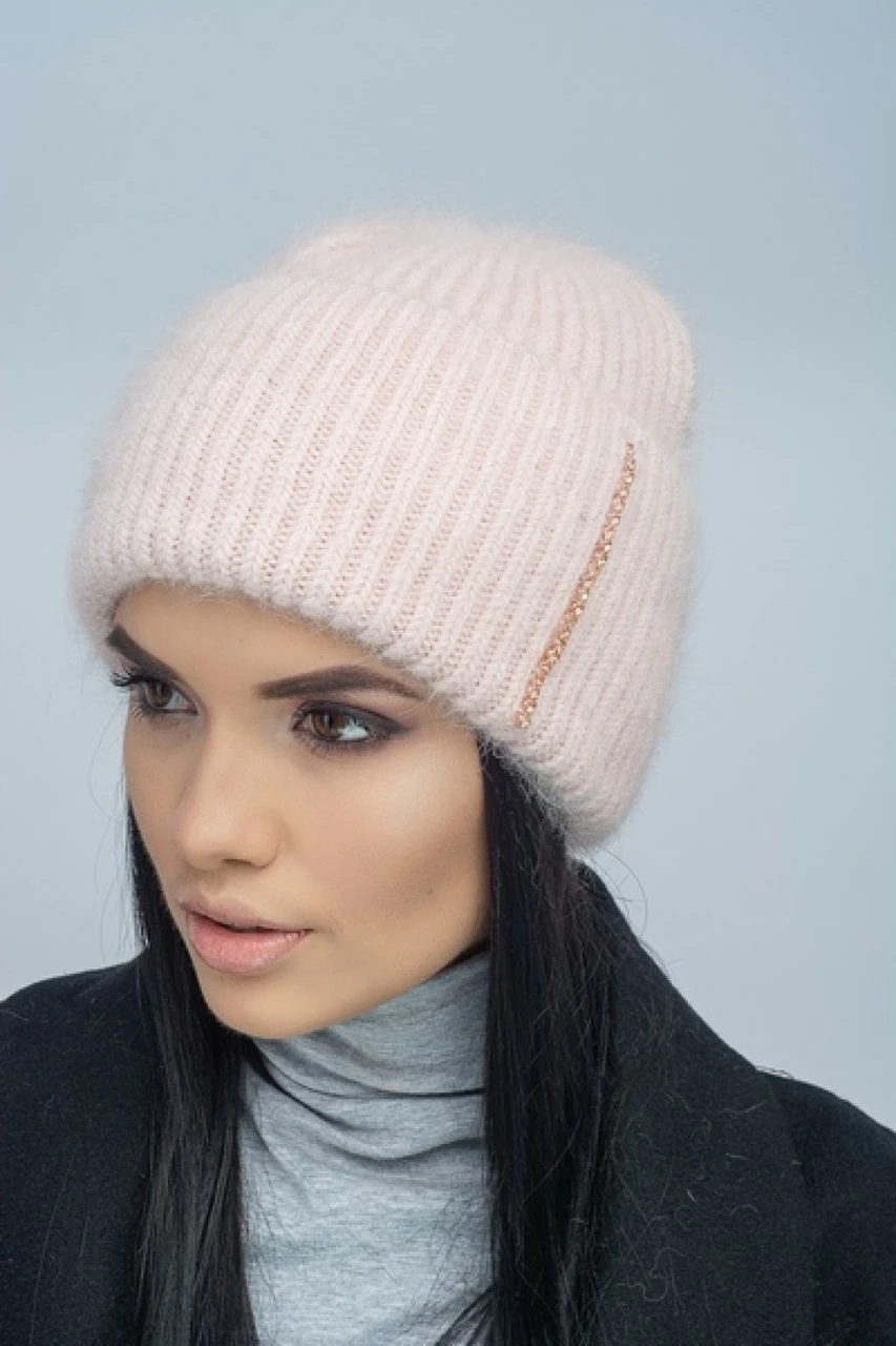 Жіноча тепла шапка з подвійним підворотом