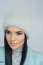 Жіноча тепла шапка з подвійним підворотом, фото 2